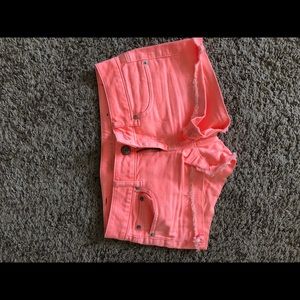 Neon peach denim short